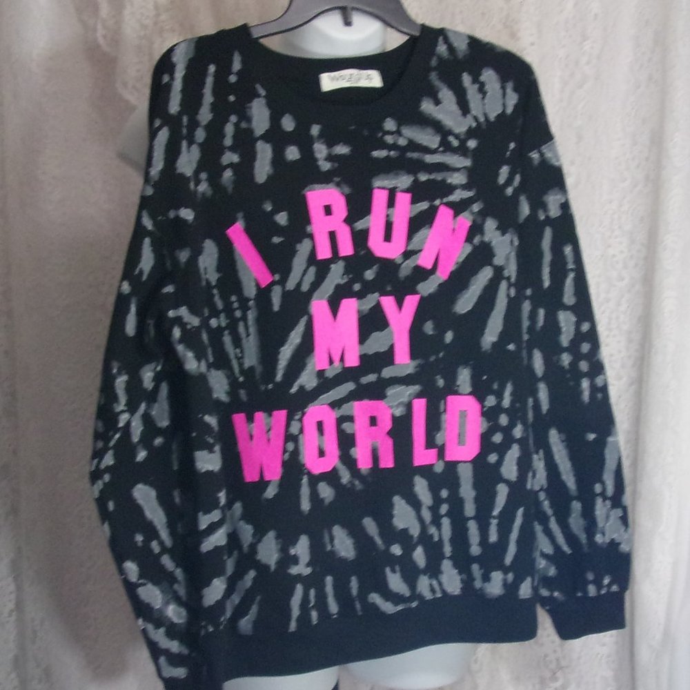 Sweatshirt Black Neon Pink "I control my world" Size L